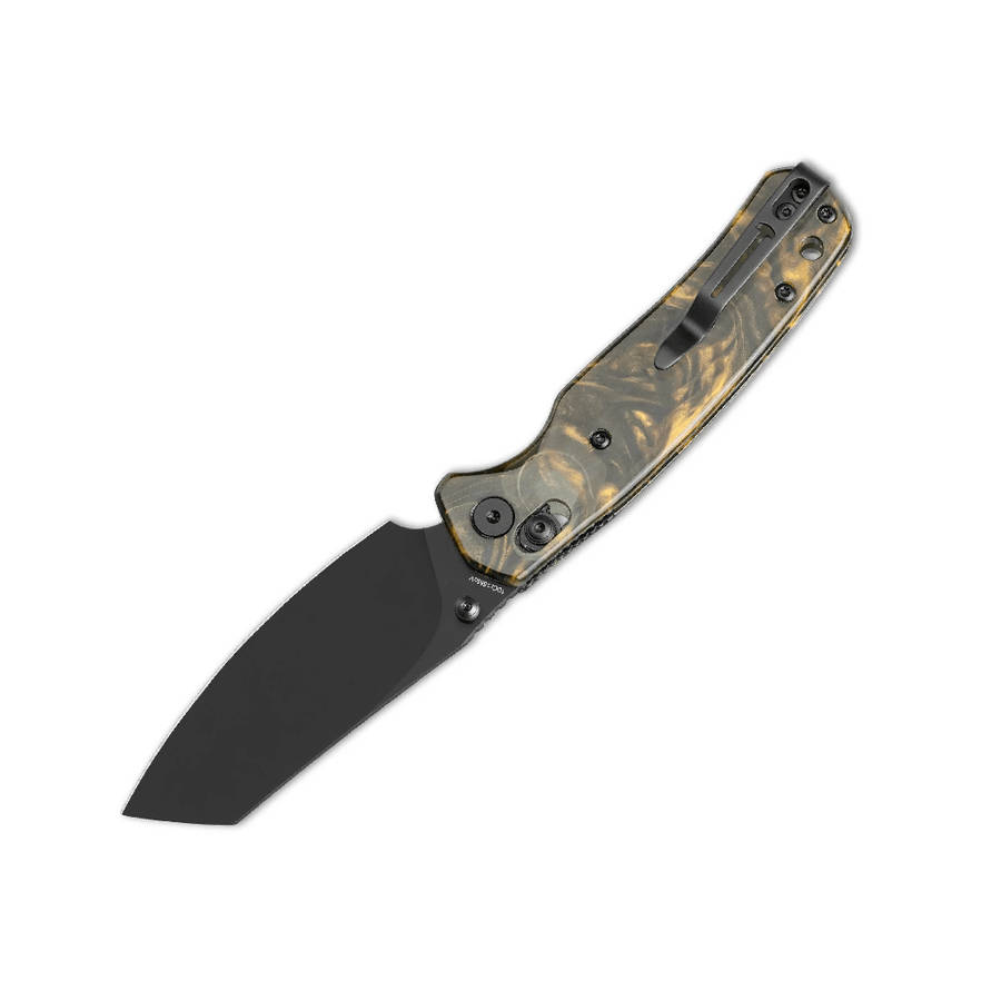Bestechman Cicadas Wing BMK06S Black PVD Blade & Dark Gold Resin Handle Folding Knife