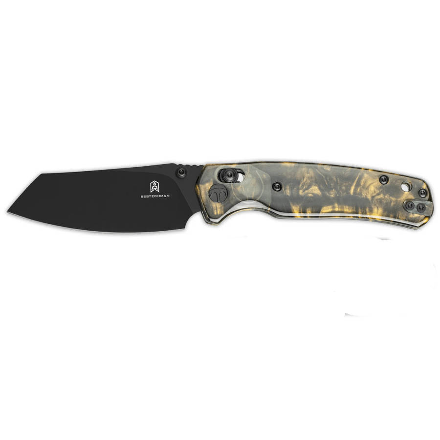 Bestechman Cicadas Wing BMK06S Black PVD Blade & Dark Gold Resin Handle Folding Knife