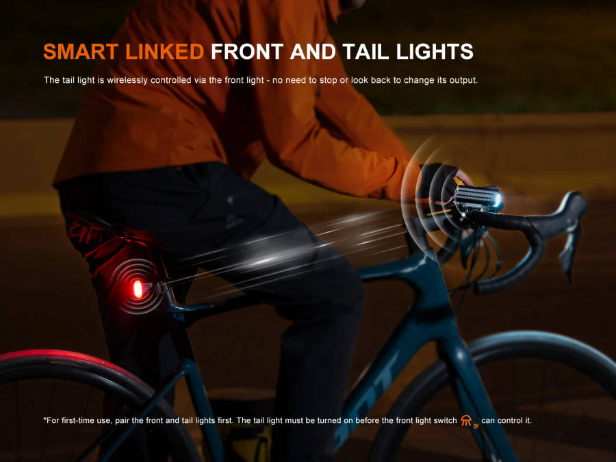 Fenix BC28R Smart Control Bicycle Light Combo  2500 Lumens Front & Rear Bike Light Set