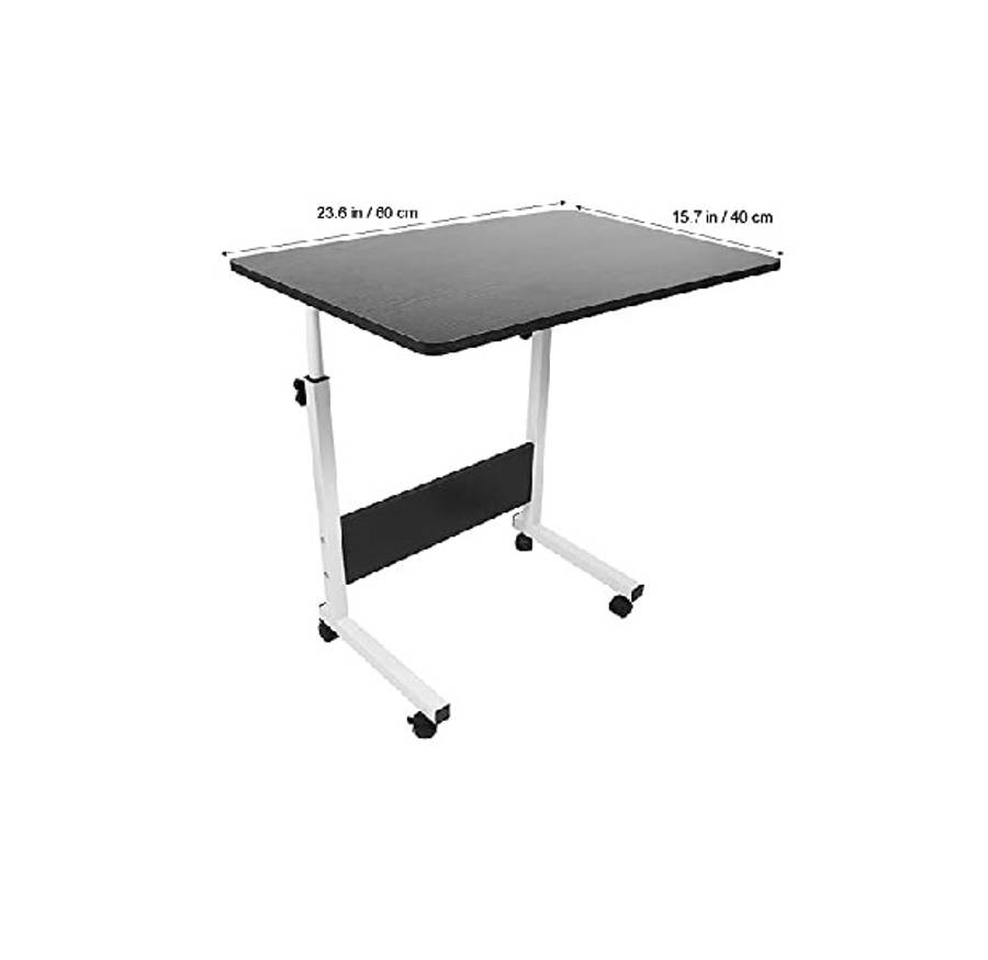 Adjustable Height Trolley Bedside Laptop Table-BLAK