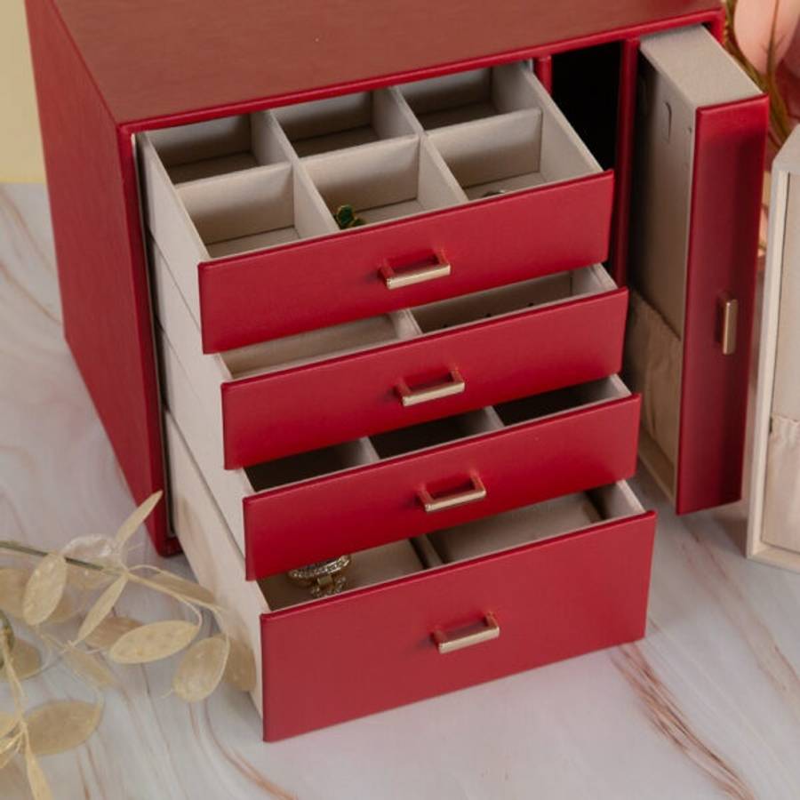 YD452915 Stacked 6 Compartment Drawer Jewellery Box 26.5cm x 18cm x 23cm