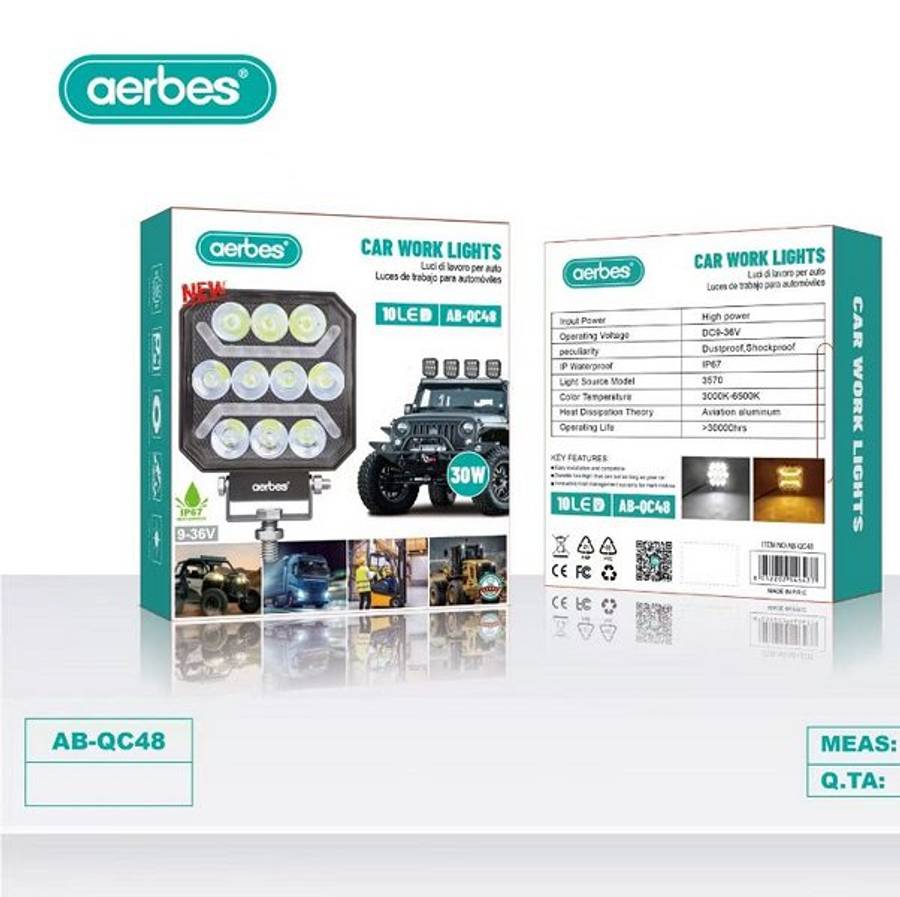 Aerbes AB-QC48 Large Field of View 10LED 30W Car Modification Spotlight