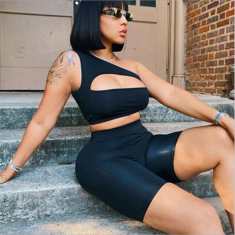 Casual sports crop top two piece set