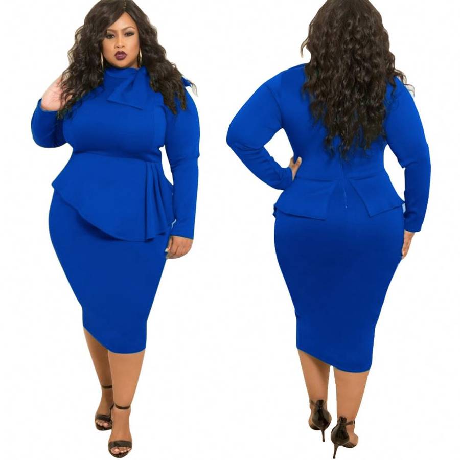 Plus size bodycon long sleeve dresse