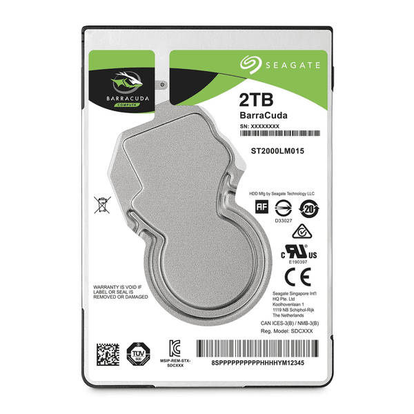 Seagate Barracuda 2TB; 2.5'' Notebook drive; SATA 6GB/s; RPM 5400; 128MB Cache; 7mm