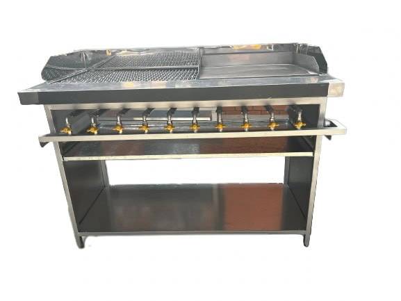 8 Burner Gas Flame Griller With 4 Burner Solid Plate