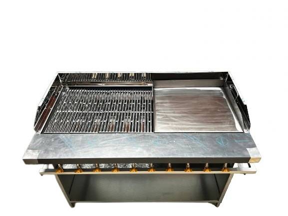8 Burner Gas Flame Griller With 4 Burner Solid Plate