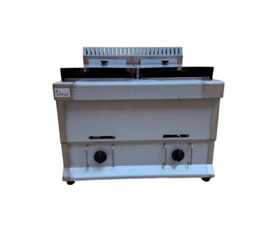 Double Gas Fryer (2X12.5LT) With Baskets + Lids - Countertop