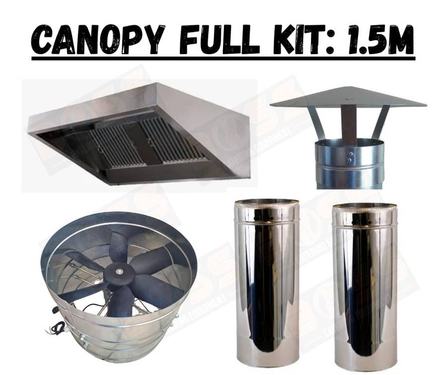 Complete Galvanised Extractor Canopy Kit - 1.5m