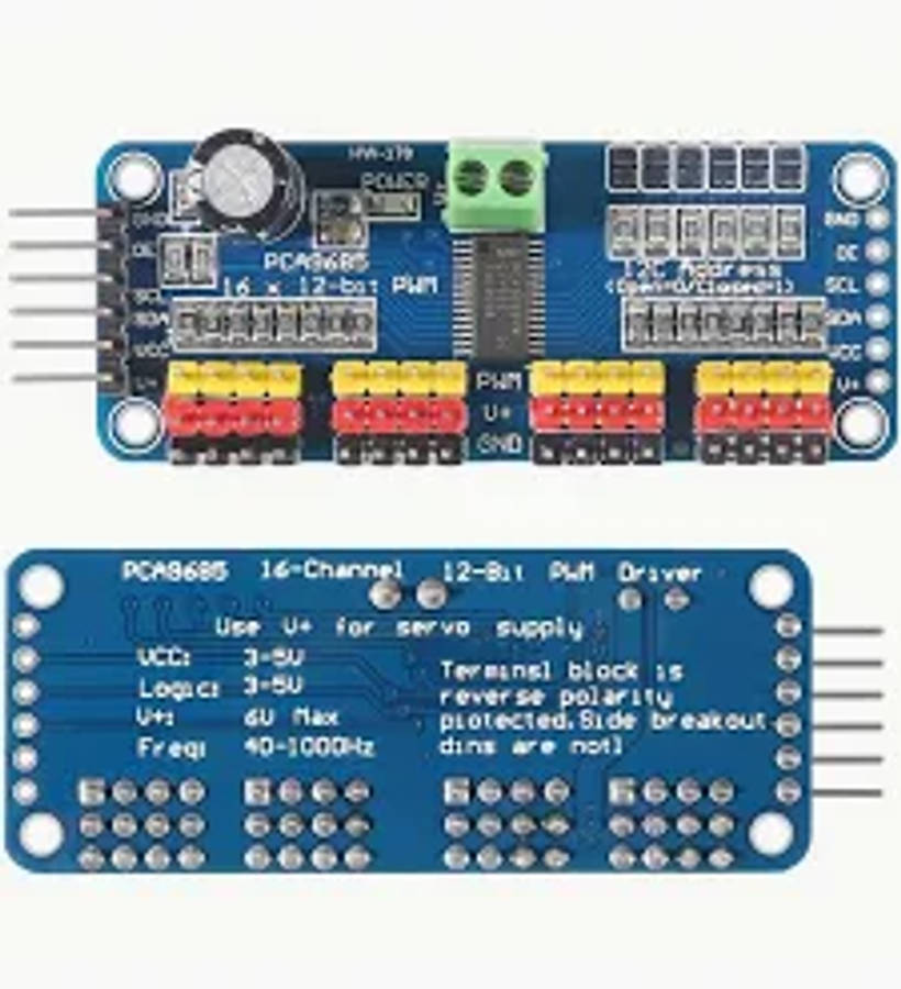 PCA9685 16-Channel 12-Bit PWM Servo Motor Driver I2C Module