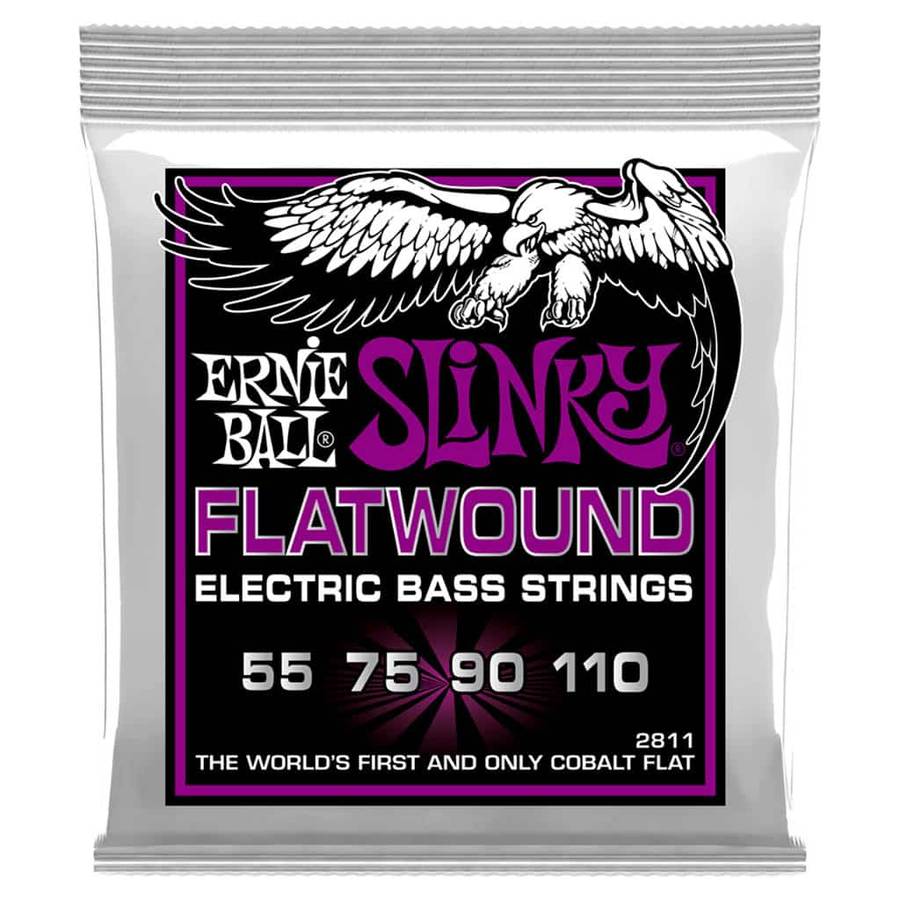 Ernie Ball Power Slinky Flatwound 4-String Bass Strings - (55-110)