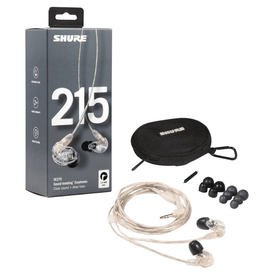 Shure SE215 Pro Sound-Isolating In-Ear Monitor Earphones - Clear