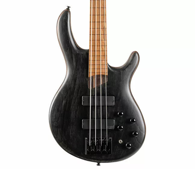 Cort B4 Element Fretless 4-String Bass  - Roasted Maple Frestboard - Open Pore Transparent Black
