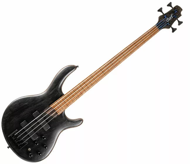 Cort B4 Element Fretless 4-String Bass  - Roasted Maple Frestboard - Open Pore Transparent Black
