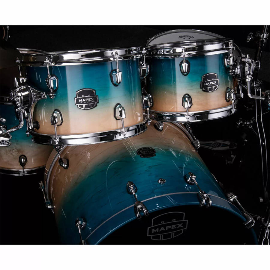 Mapex SATURN Studioease 5-Piece Drum Kit - Aqua Fade (Hardware, Cymbals & Snare Excluded)