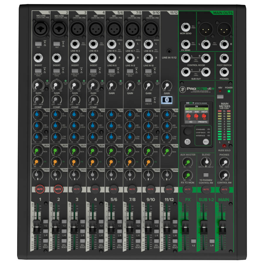 Mackie ProFX12v3+ 12-Channel Mixer with Effects and USB Audio Interface