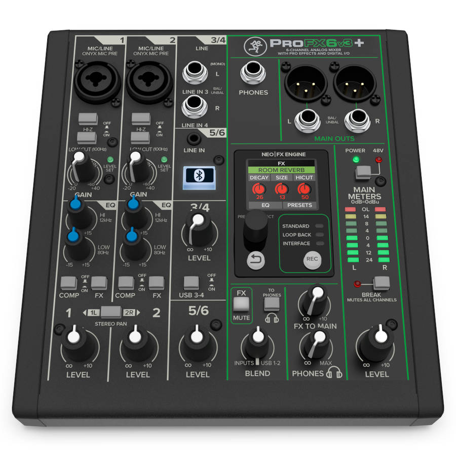 Mackie ProFX6v3+ 6-channel Mixer with Effects and USB Audio Interface