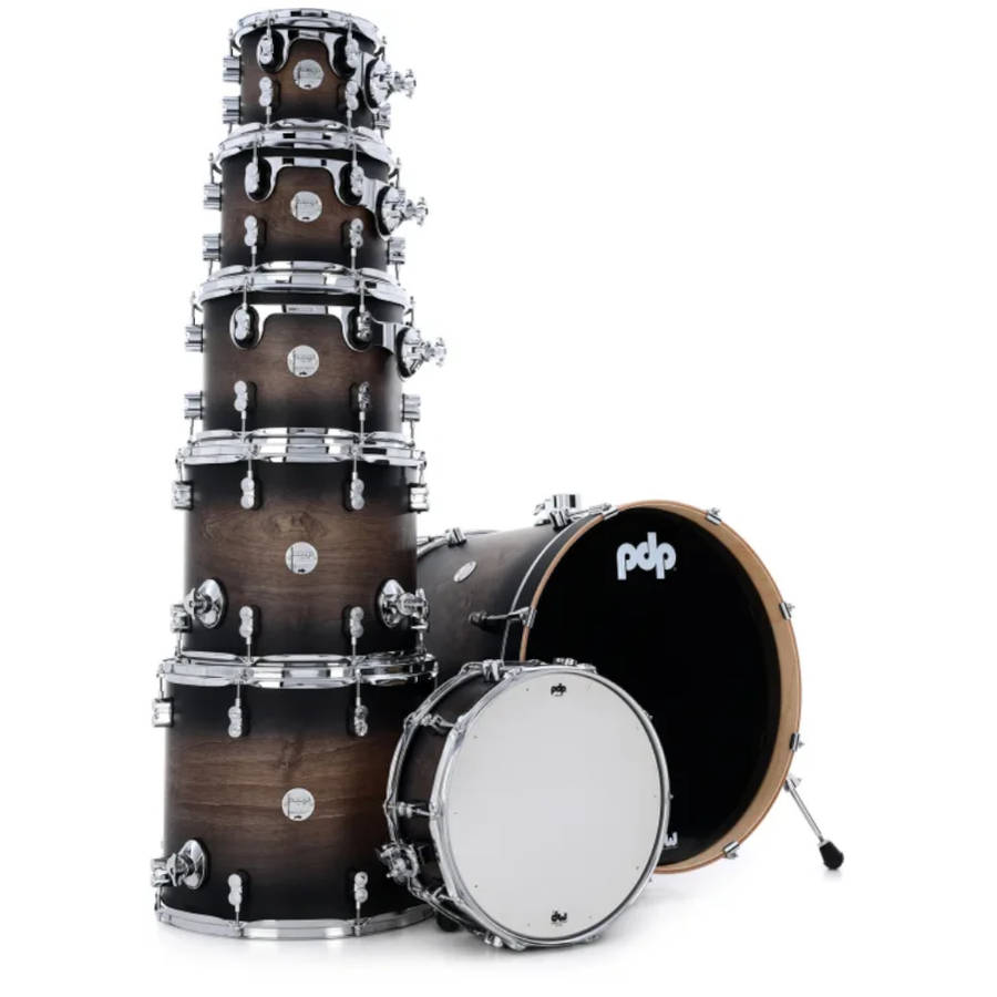 PDP Concept Maple 7-piece Shell Pack - Satin Charcoal Burst - (Excludes Hardware and Cymbals)