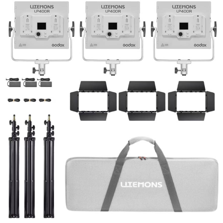 Godox Litemons LP400Bi Bi-Colour LED 3 Light Panel Kit