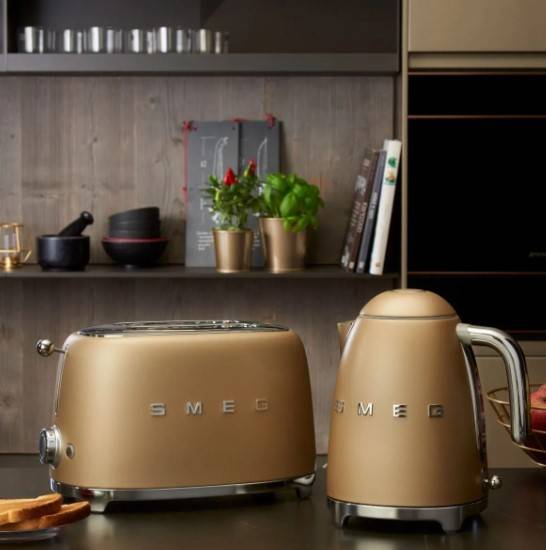 Smeg Kettle & Toaster Set Matte Champagne