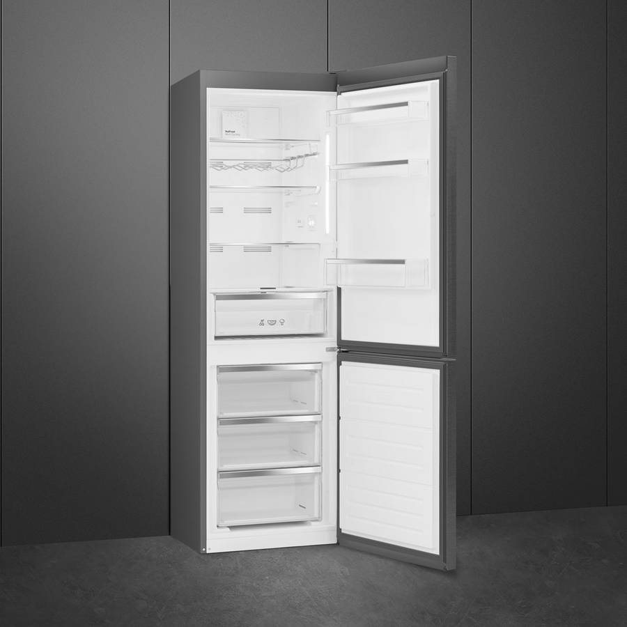 Smeg 60cm Dark Inox Bottom Mount Free Standing Refrigerator RC33KNZA