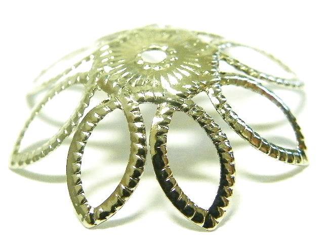 10 x Bead cap large 15 mm, silver colour
