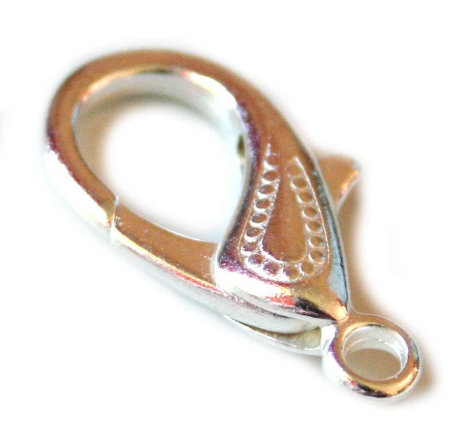 2x Lobster clasp in bright metal silver, 30mm