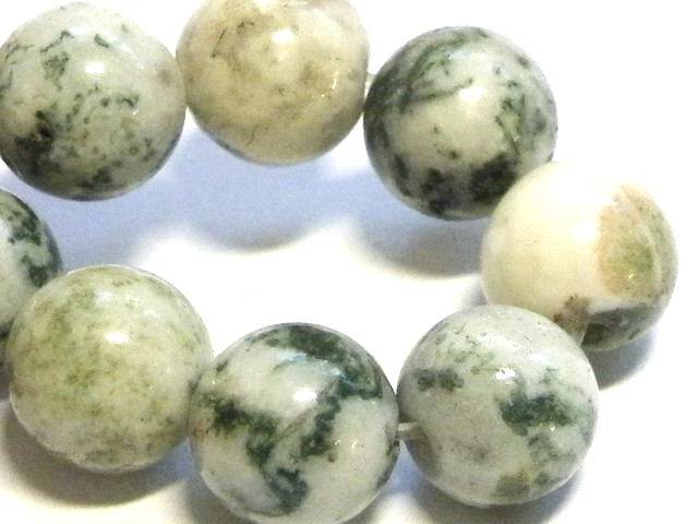 Moss agate bead string, 8mm, Round, 40cm - Silver Hills 0.03kg