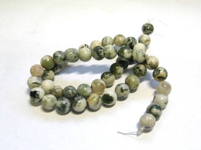 Moss agate bead string, 8mm, Round, 40cm - Silver Hills 0.03kg