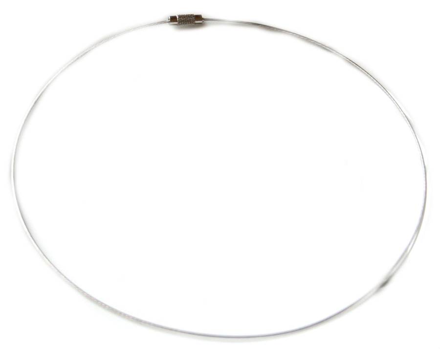 Silver cable choker necklace, screw-in clasp, 45cm