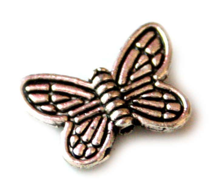 2x Silver color butterfly bead, 11mm - Silver Hills 0.01kg