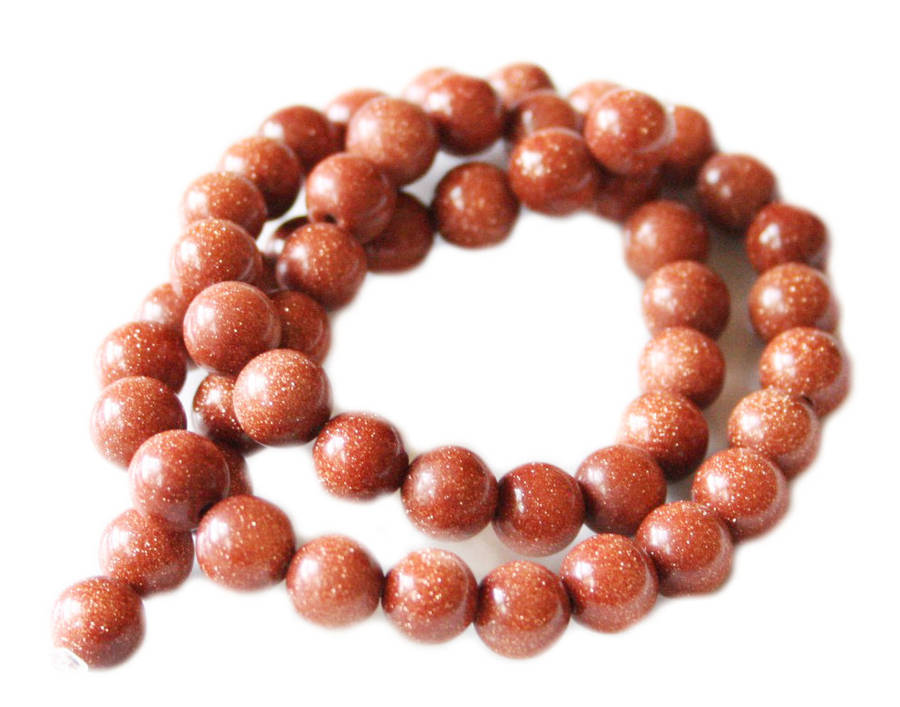 Goldstone bead string, round, 8mm, 40cm