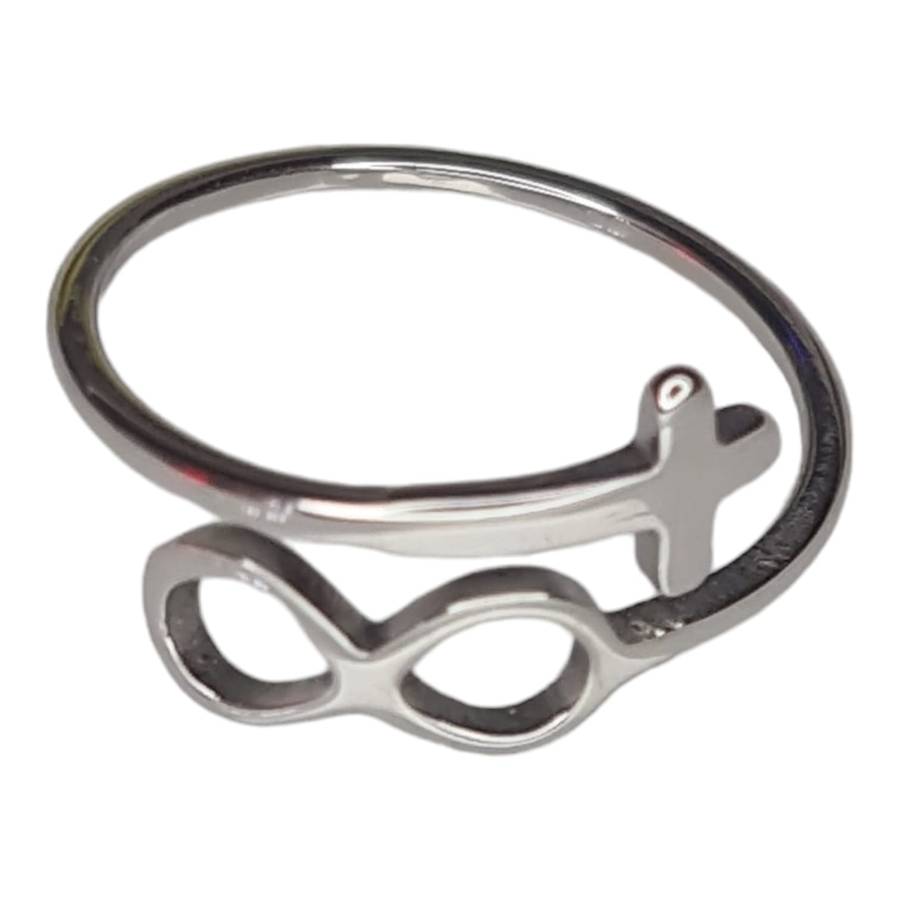 Stainless steel infinity cross ring, adjustable