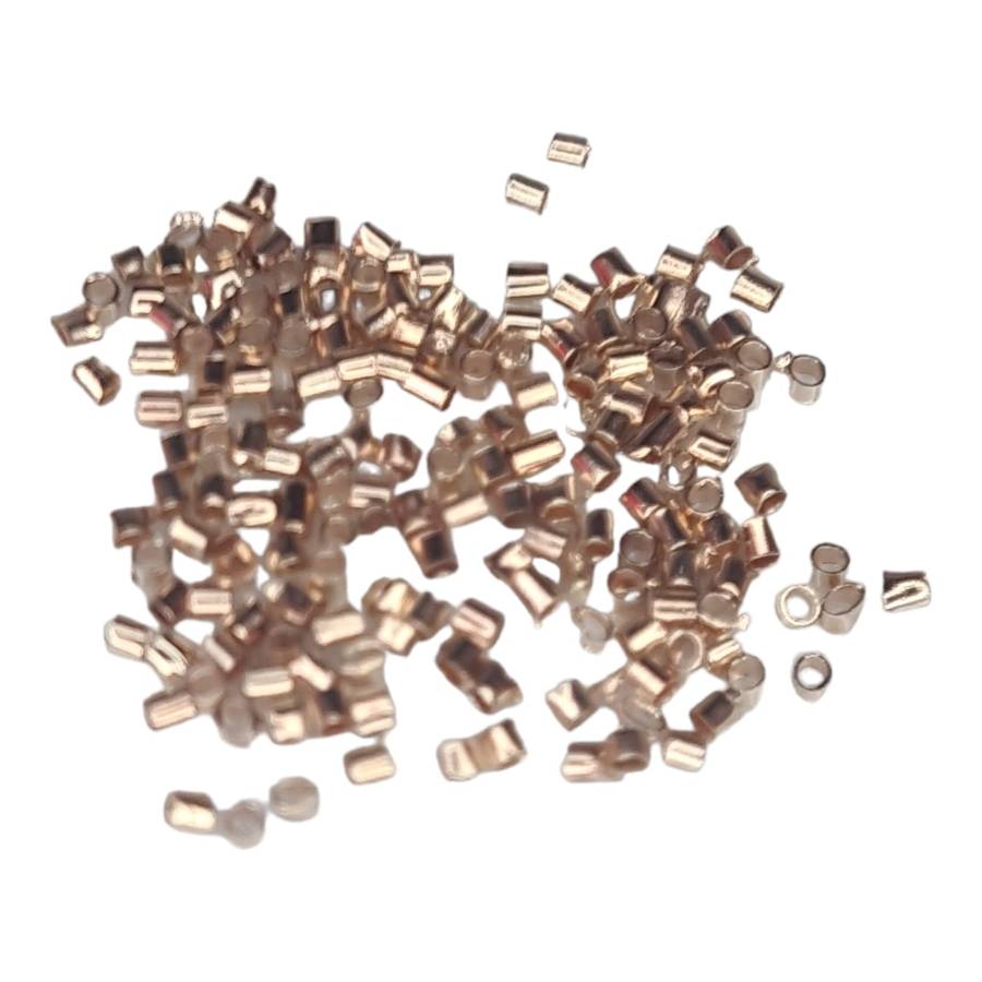 20x Tube crimps, Stainless steel, rose gold, 1.5mm