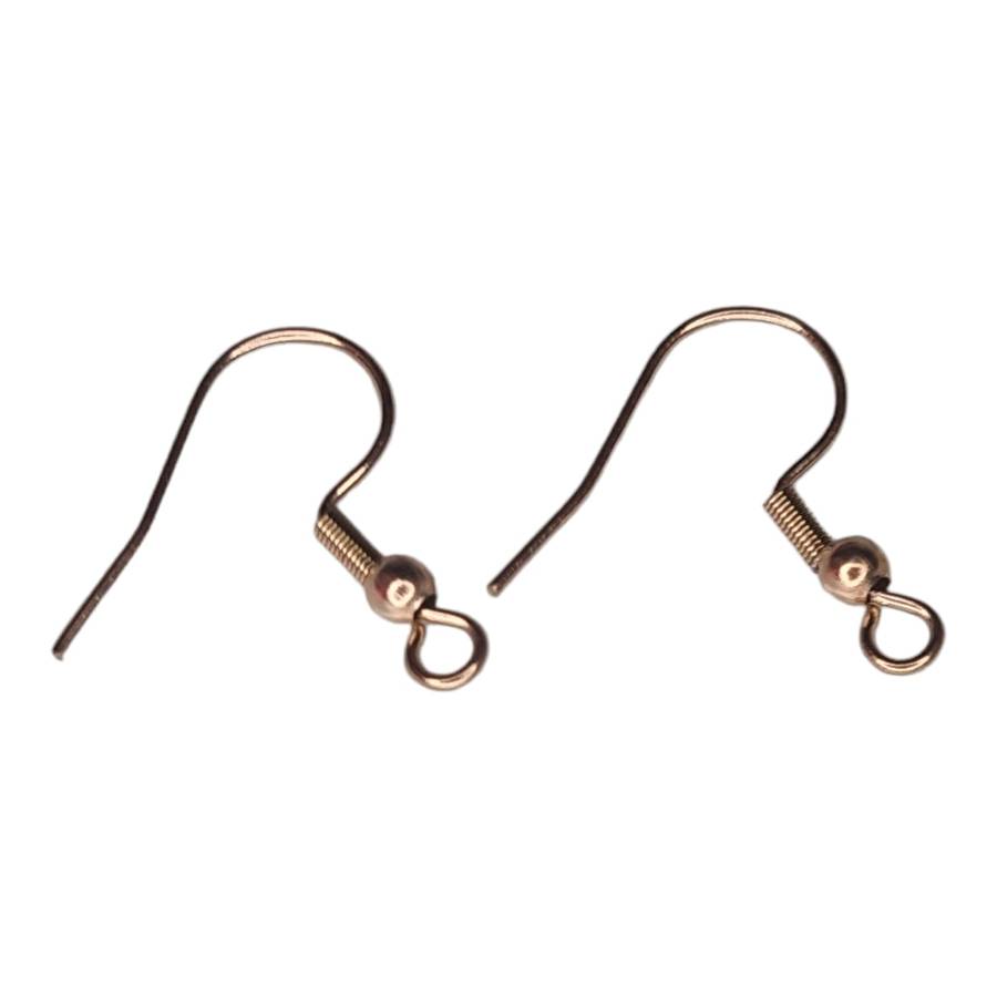 Stainless steel shepherd hooks pair, rose gold, 20mm