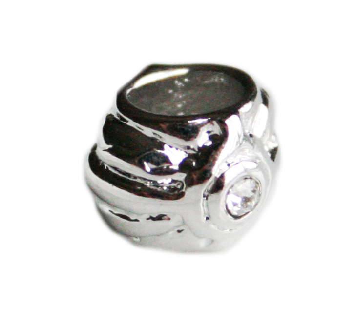 Nickel free barrel bead w rhinestones, 7mm