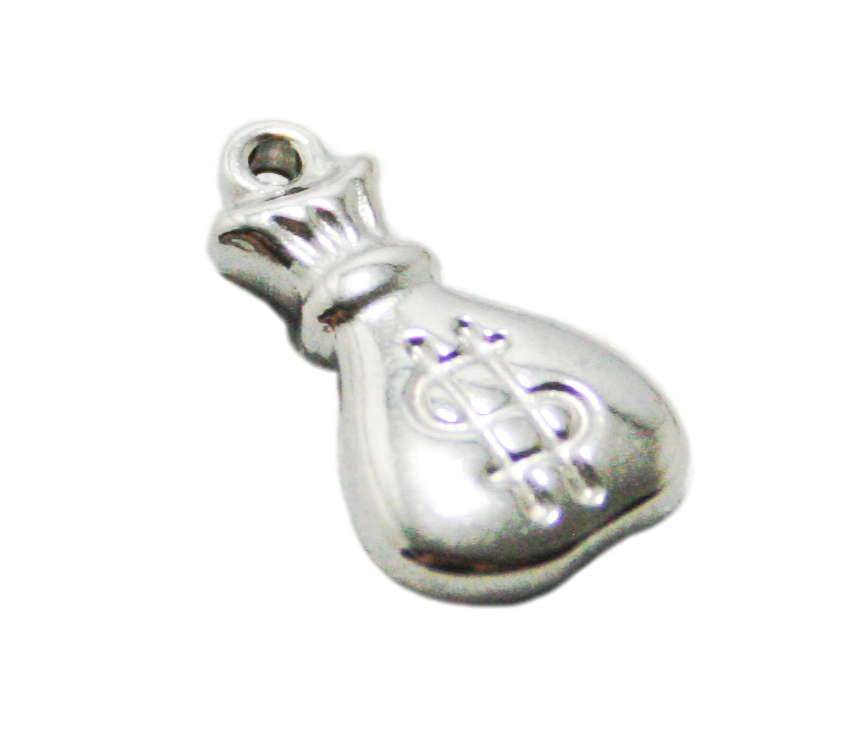 Money bag charm in stainless steel, 18mm