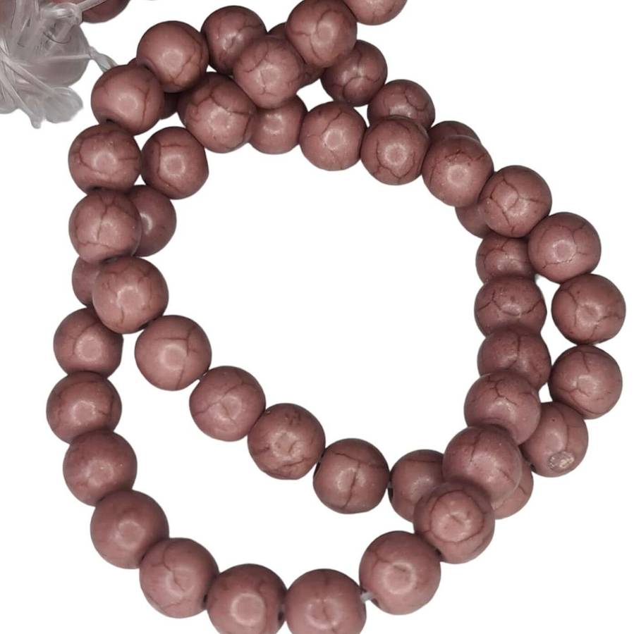 Colored Howlite bead string, dark mauve, round, 8mm, 40cm