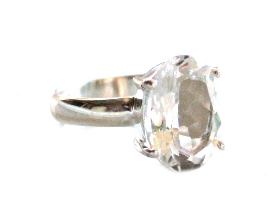 Crystal ring in 925 silver, oval, 18mm ID