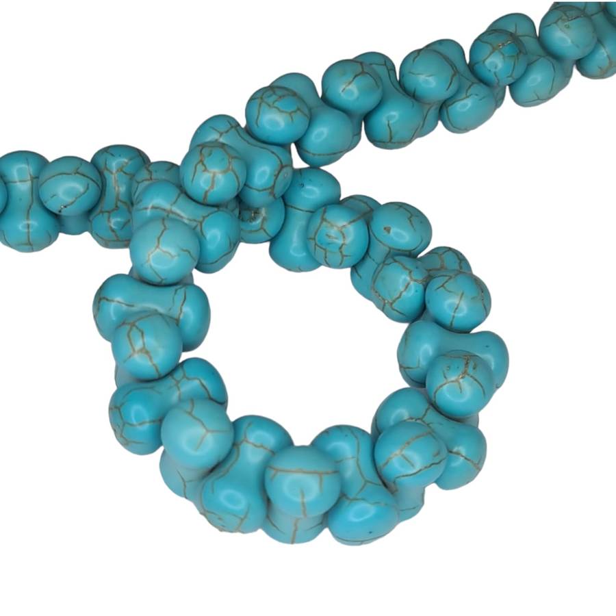 Blue Howlite bead string, dumbbell shape, 8x14mm, 38cm