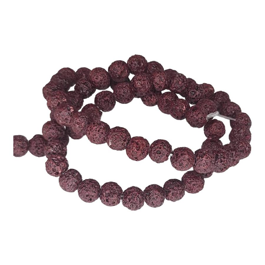 Maroon Lava bead string, round, 7mm, 40cm