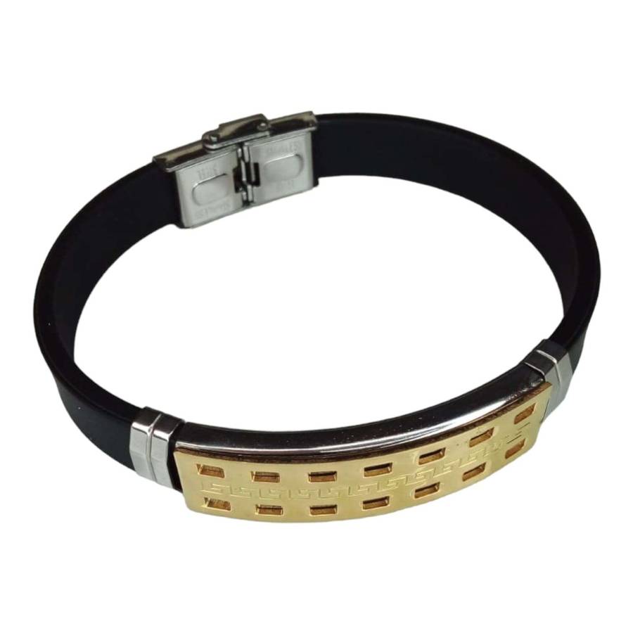 Rubber and stainless steel bracelet, Greek design