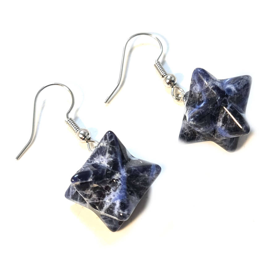 Sodalite Merkaba star earrings, 40mm