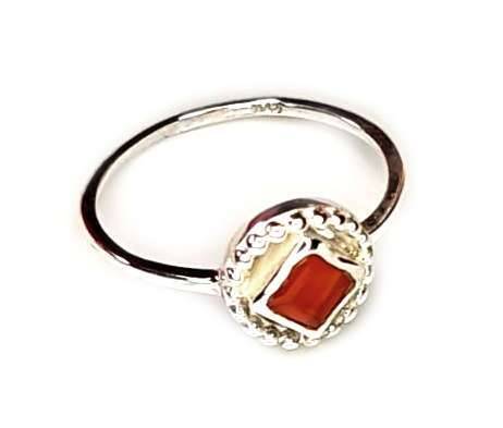 Mandarin Garnet ring in 925 silver, princess, 17mm ID