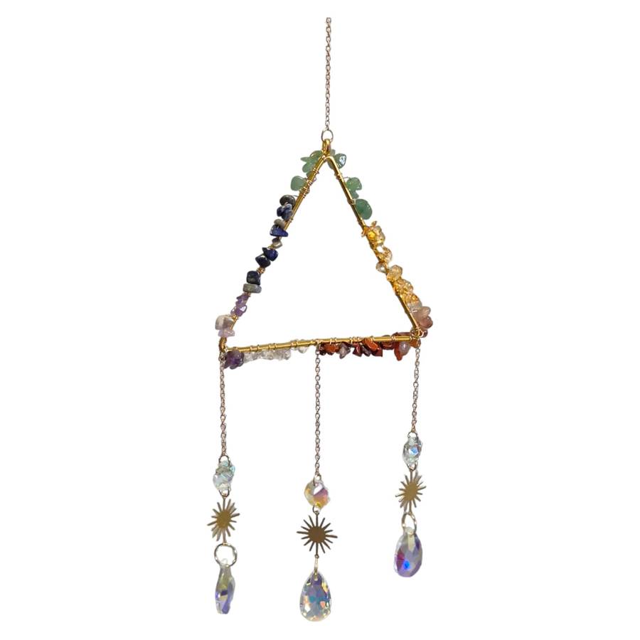 Triangle gemstone & glass chime / mobile, 25cm