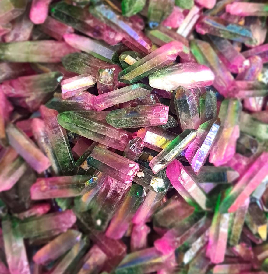 Aura Quartz crystal, watermelon, 30-50mm