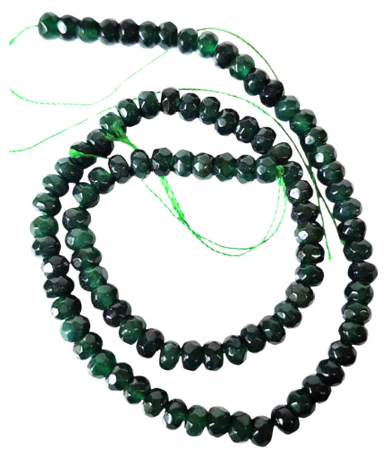 Emerald colored Jadeite bead string, 5.8 x 4mm, rondelle, faceted, 38cm