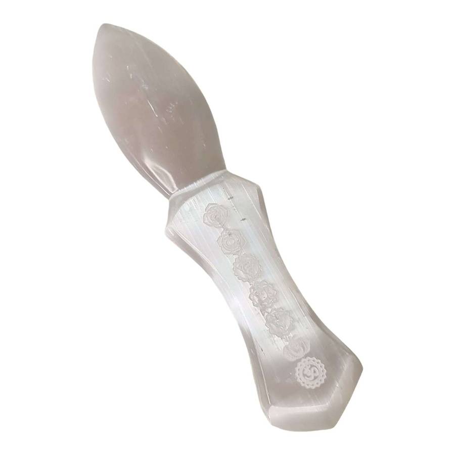 Selenite sword, engraved, 20cm