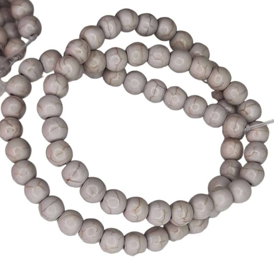 Colored Howlite bead string, light grey, round, 6mm, 40cm