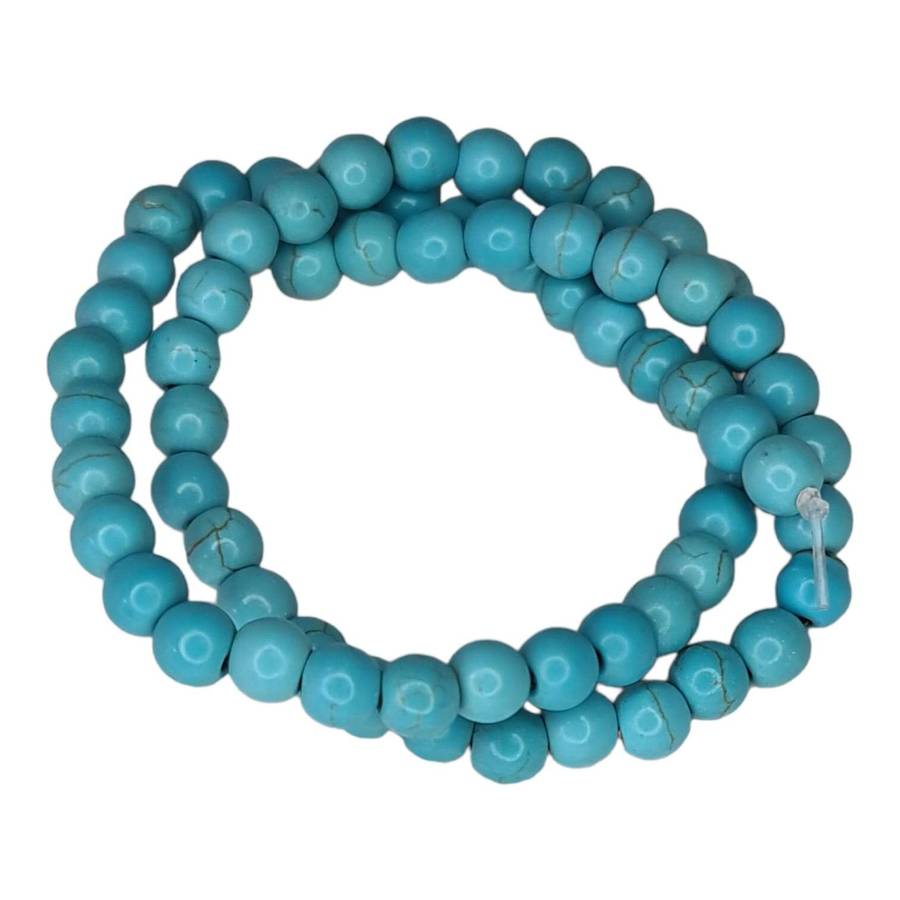 Colored Howlite bead string, turquoise, round, 6mm, 40cm